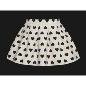 FOREVER 21 Pink Black Heart Print Lined Pleated Skirt Girls Size 11-12 Pockets